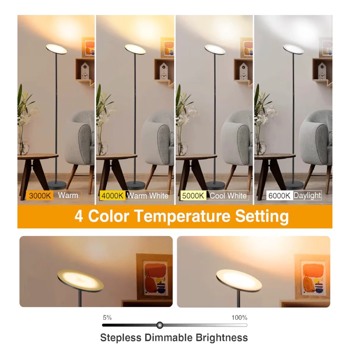 Black LED Floor Lamp with Remote Control - photo 5