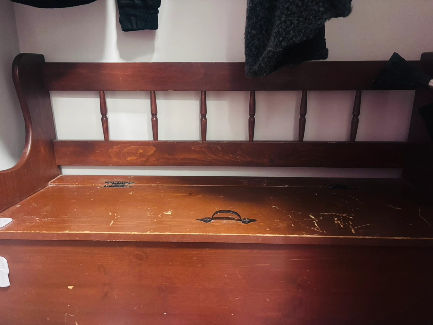 Wooden Storage Bench with Backrest