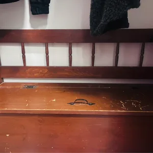 Wooden Storage Bench with Backrest