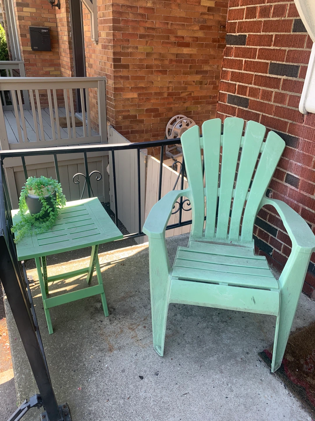 Green Adirondack Chair and Side Table Set