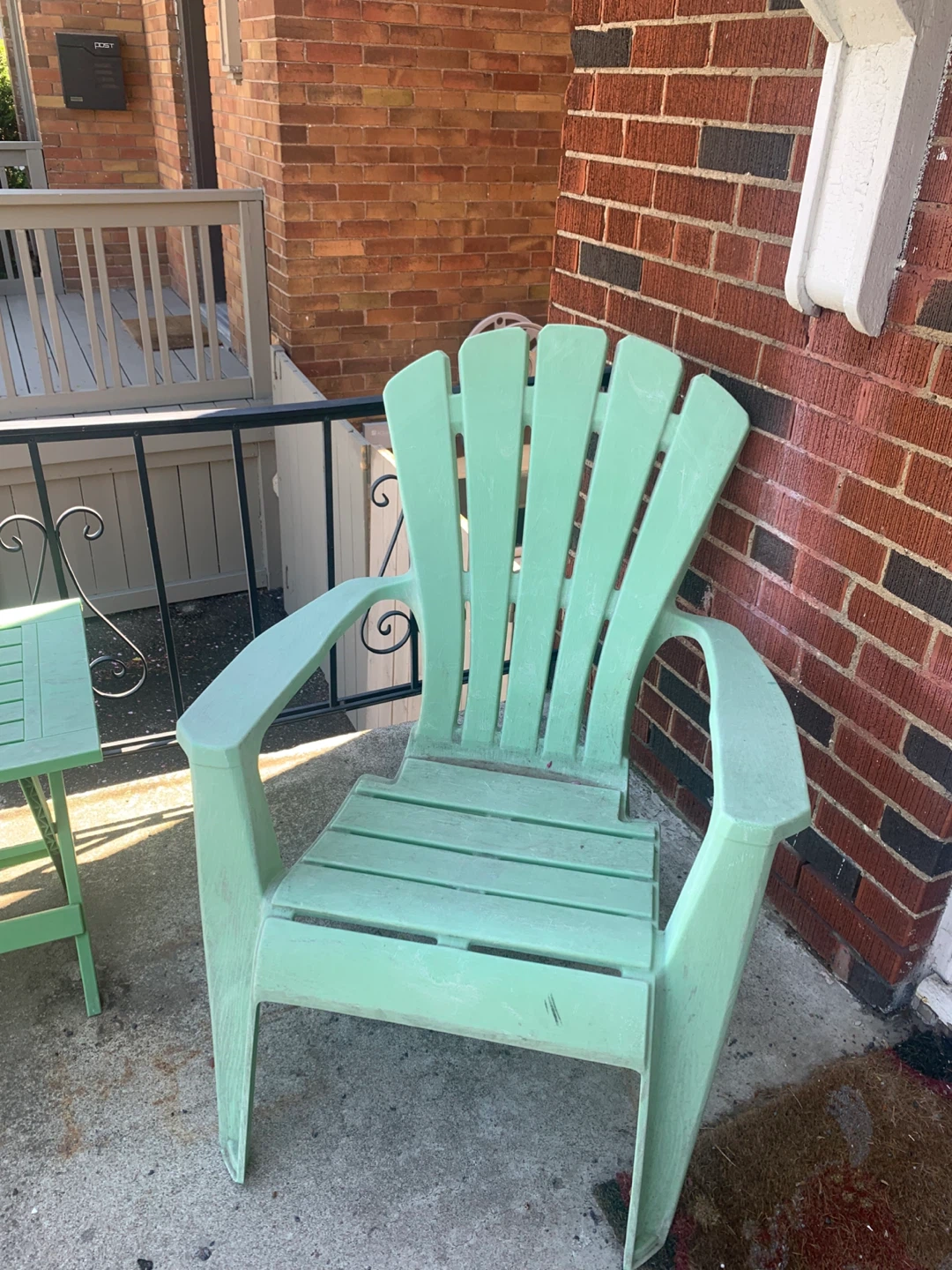 Green Adirondack Chair and Side Table Set - photo 3