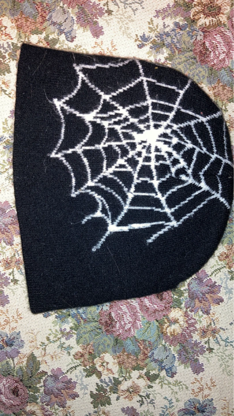 Black Beanie with Spiderweb and "VISIONS" Graphic - photo 2