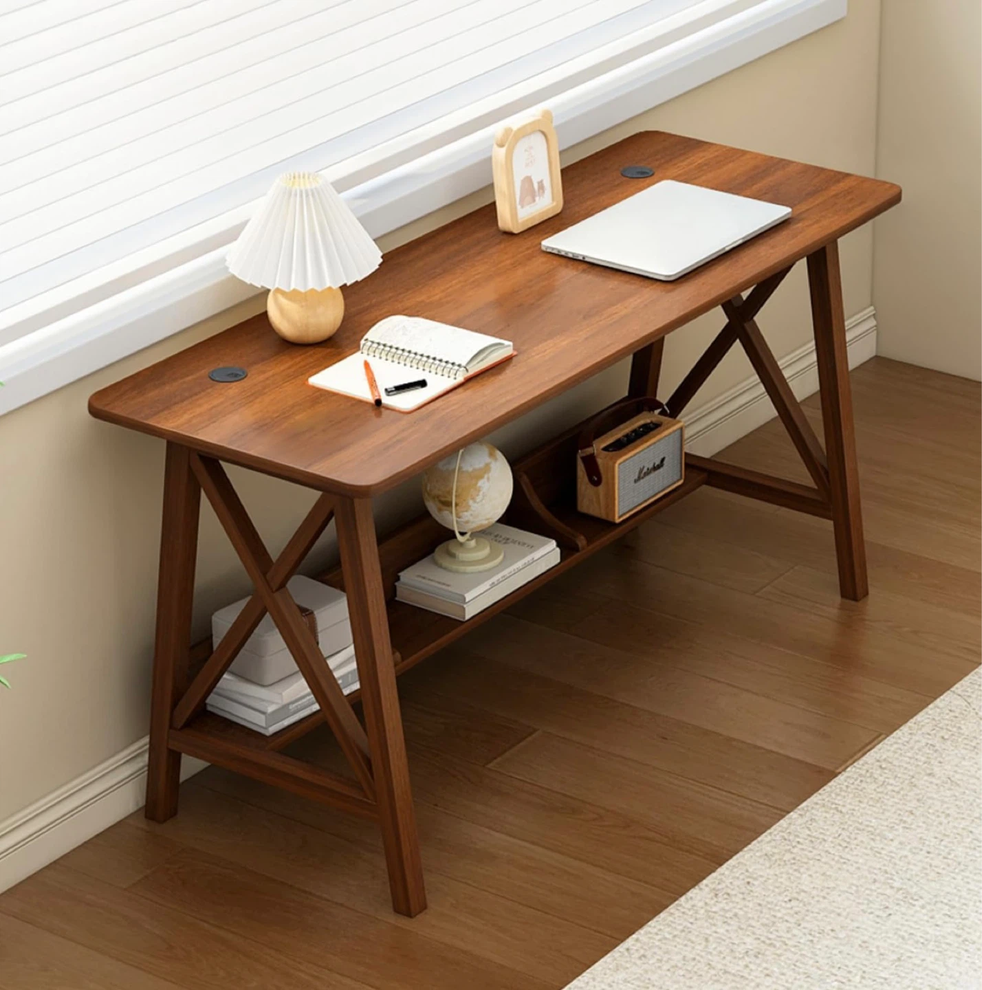 Walnut Writing Desk with Shelving