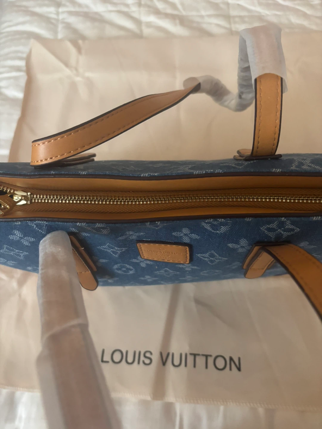 Louis Vuitton Denim Monogram Tote Bag with Pouches - photo 2