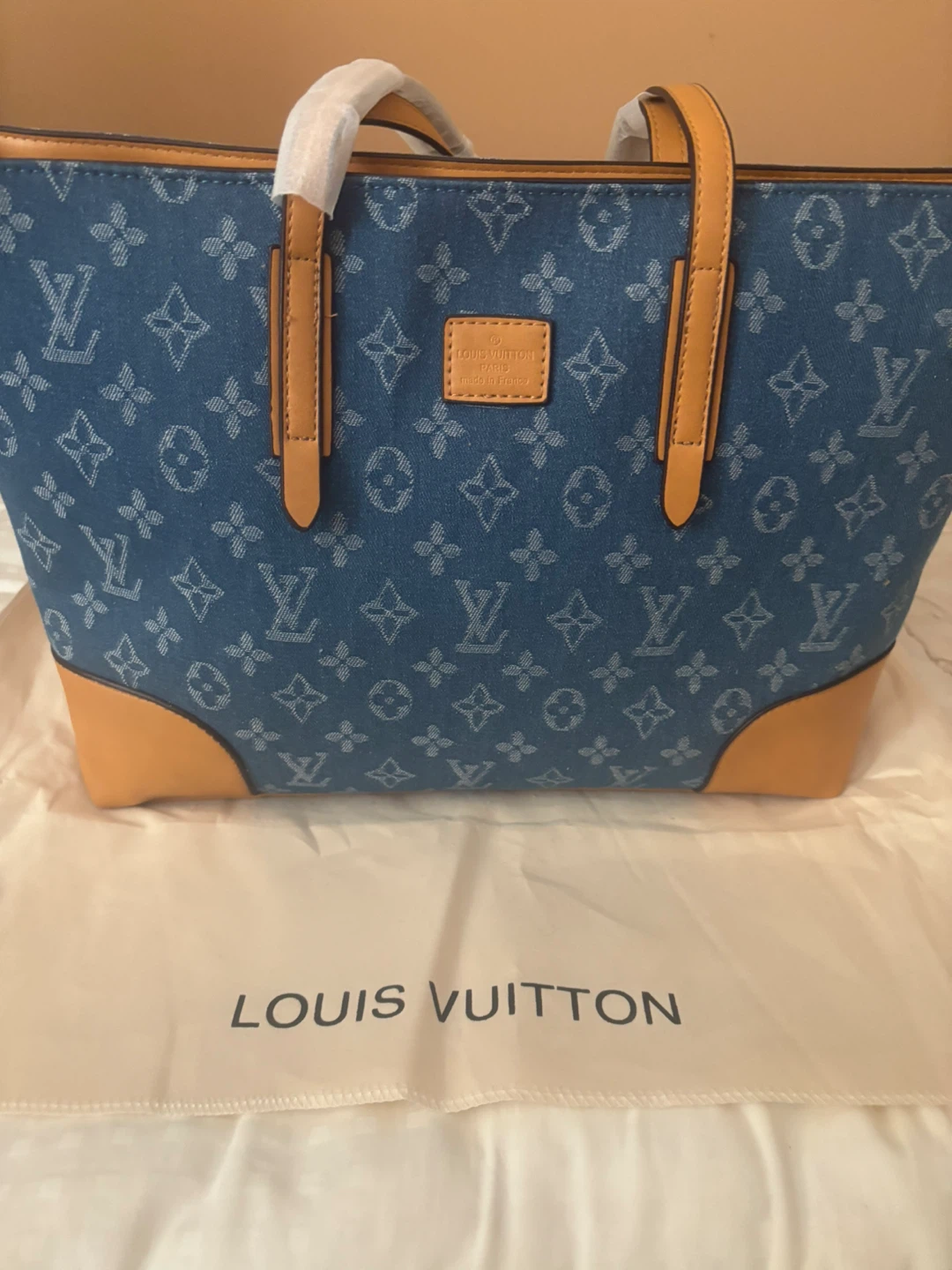 Louis Vuitton Denim Monogram Tote Bag with Pouches