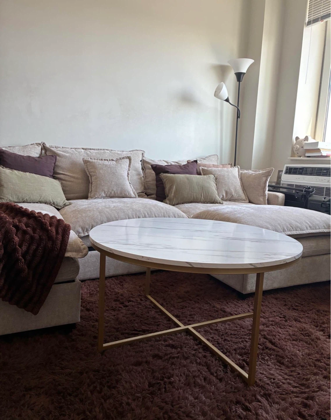 Round Marble Coffee Table with Gold Base - photo 4
