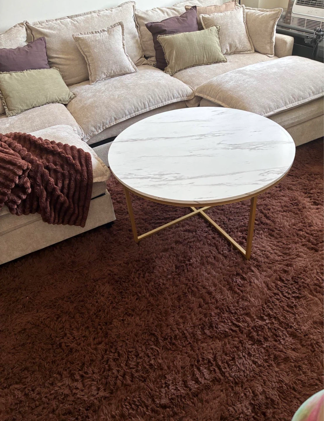 Round Marble Coffee Table with Gold Base - photo 5