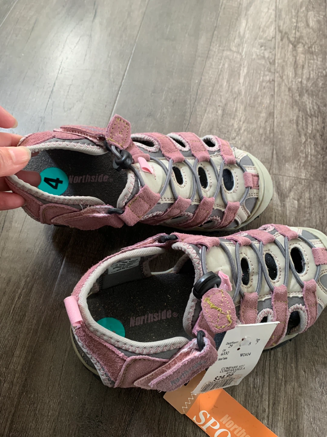Brand New Northside Kids Pink Grey Sandals Size 4 - photo 2