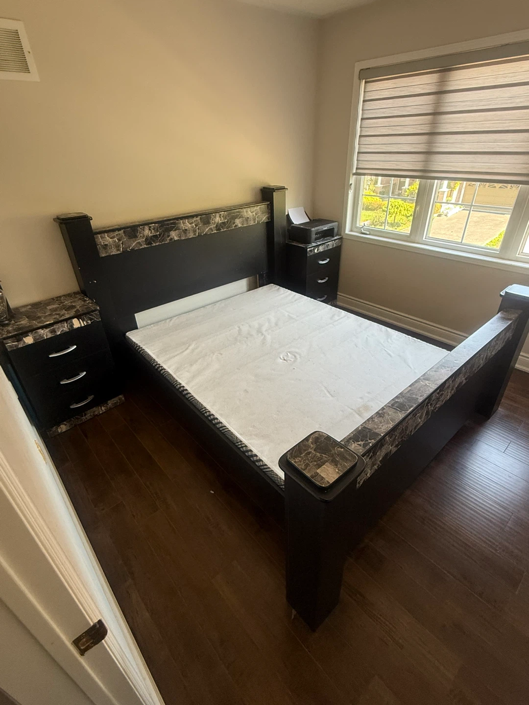 Black Marble Effect Bed Frame with Dresser and Nightstands - photo 3