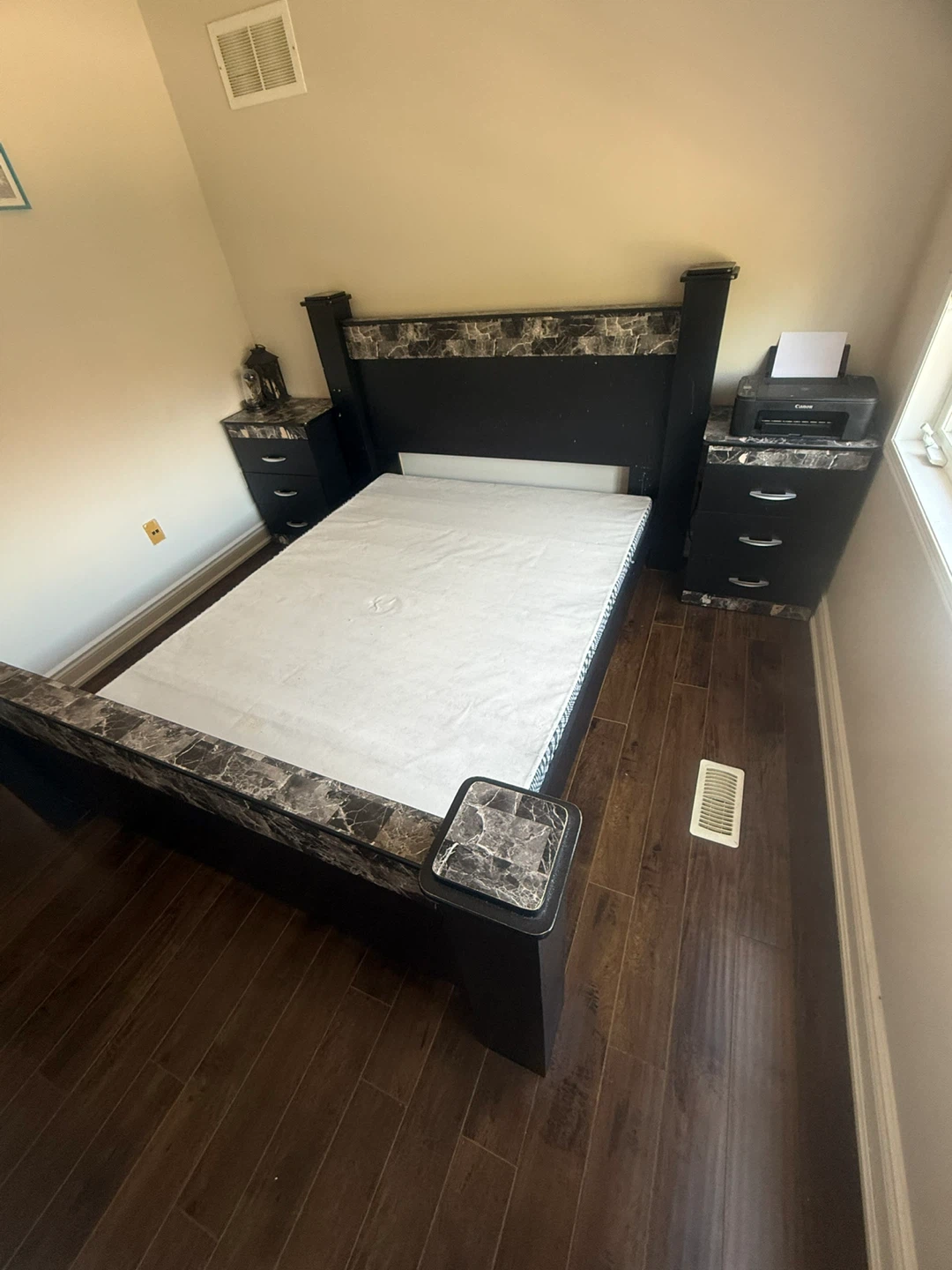 Black Marble Effect Bed Frame with Dresser and Nightstands - photo 2