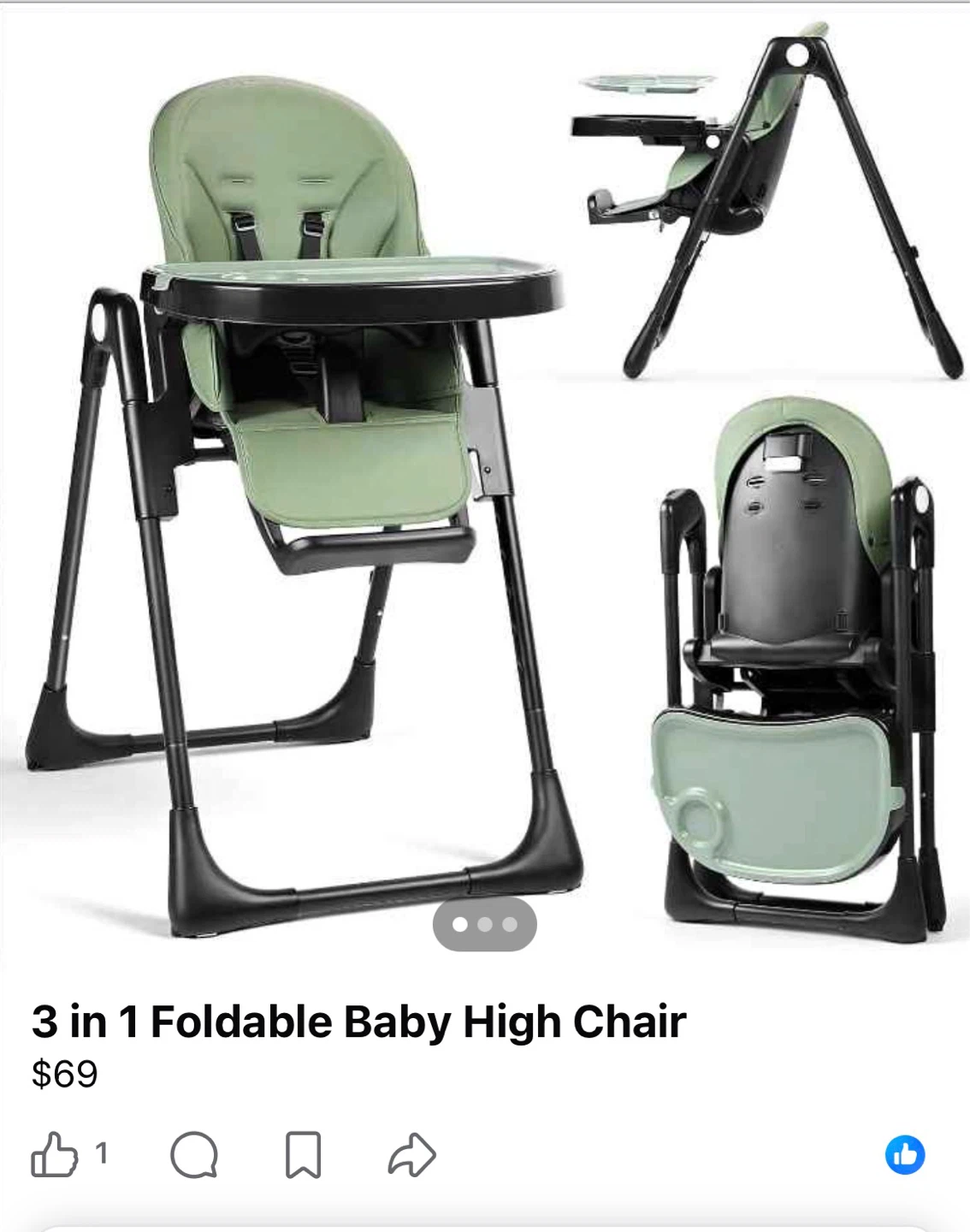 3 in 1 Foldable Baby High Chair
