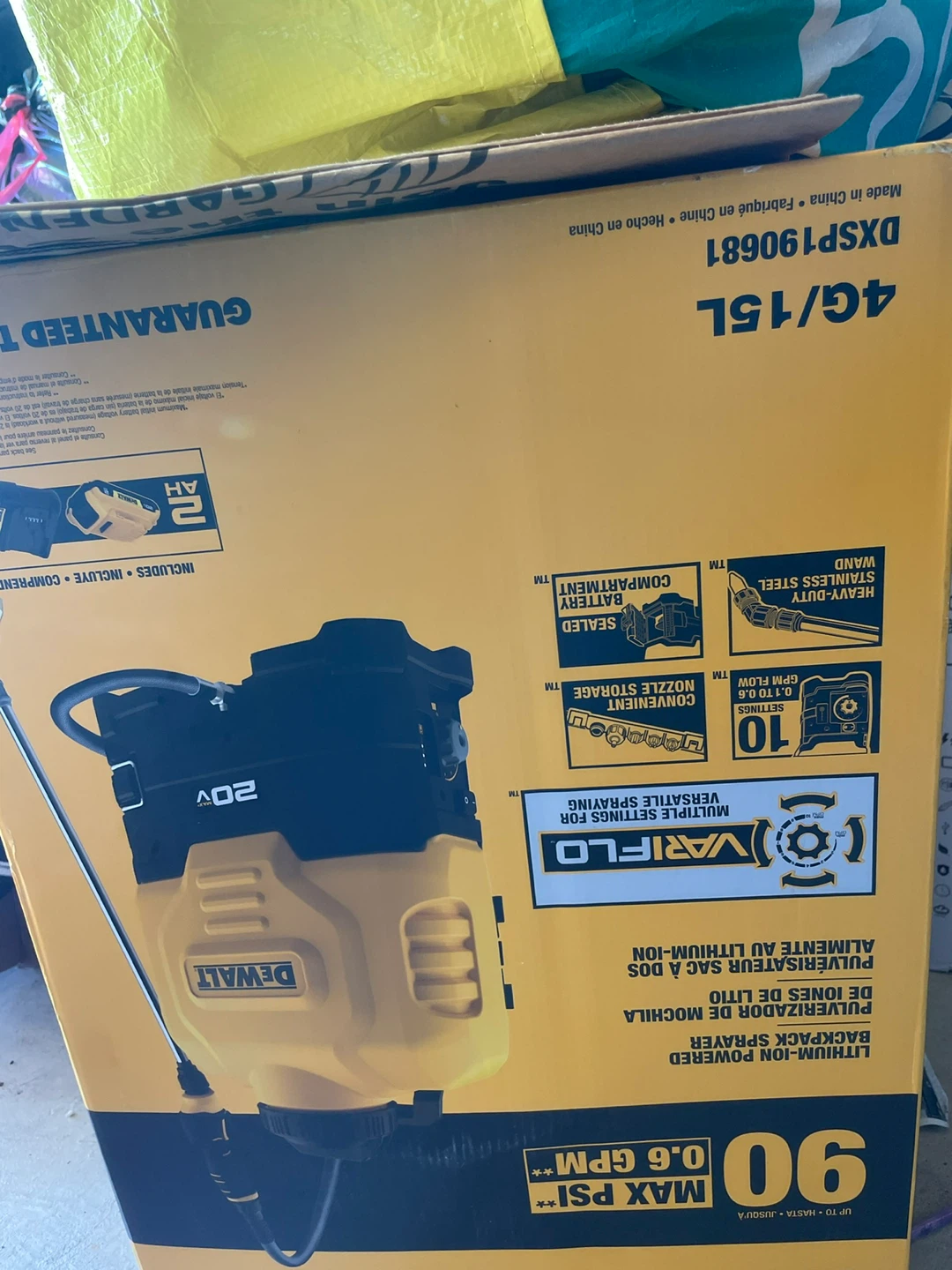 DEWALT 4G/15L Lithium-Ion Powered Backpack Sprayer