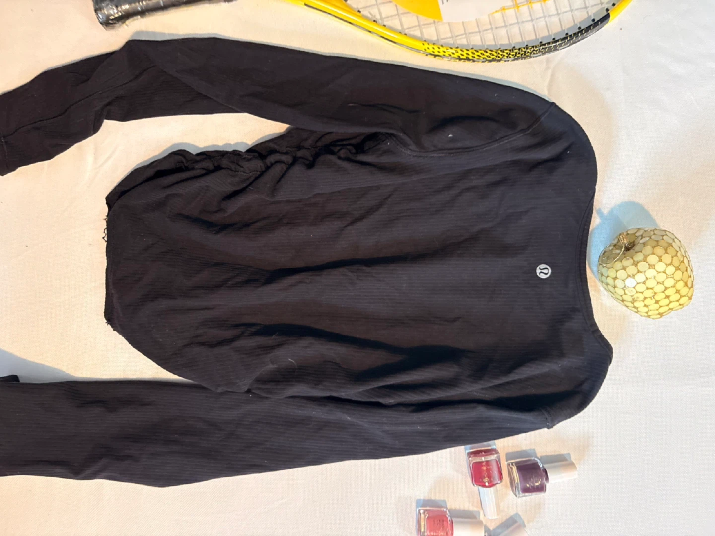 Lululemon Black Ribbed Ruched Long Sleeve Top - photo 2