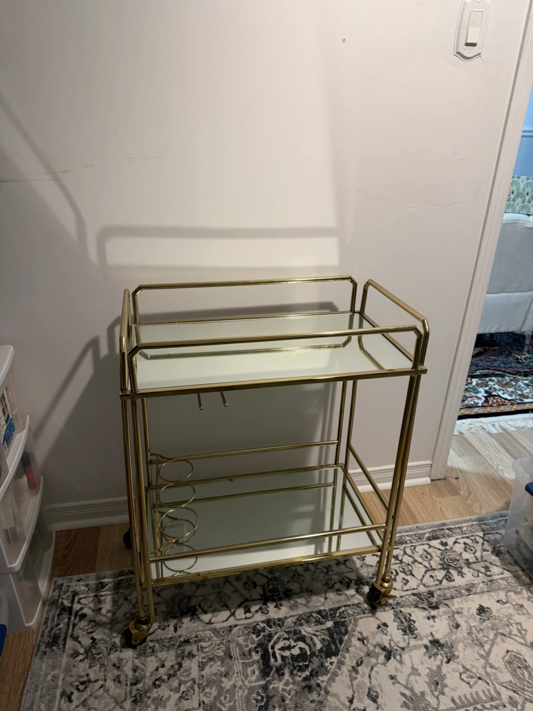 Gold Bar Cart with Glass Shelves - photo 2
