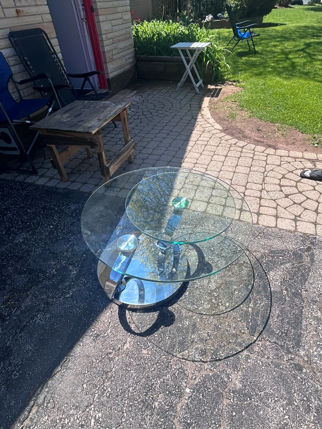 Glass and Chrome Coffee Table - photo 5