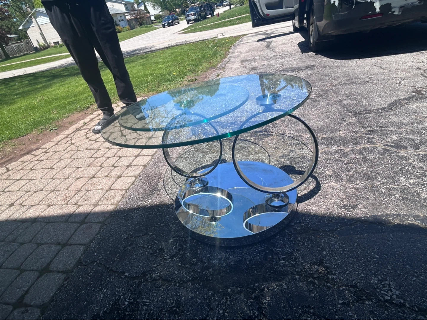 Glass and Chrome Coffee Table - photo 2