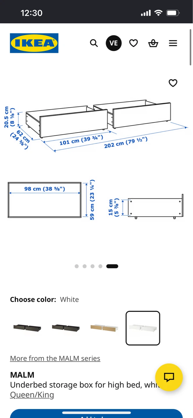 IKEA MALM Underbed Storage Drawes - White (Queen/King) - photo 2