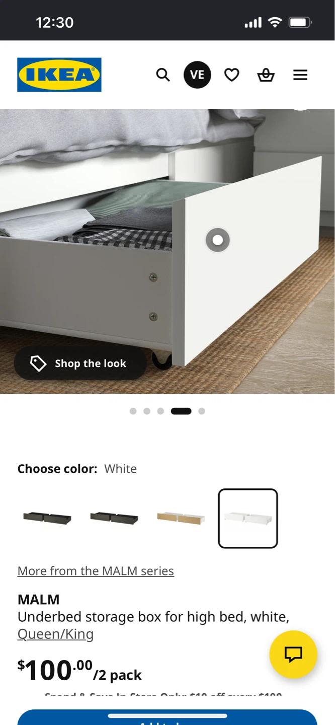 IKEA MALM Underbed Storage Drawes - White (Queen/King)