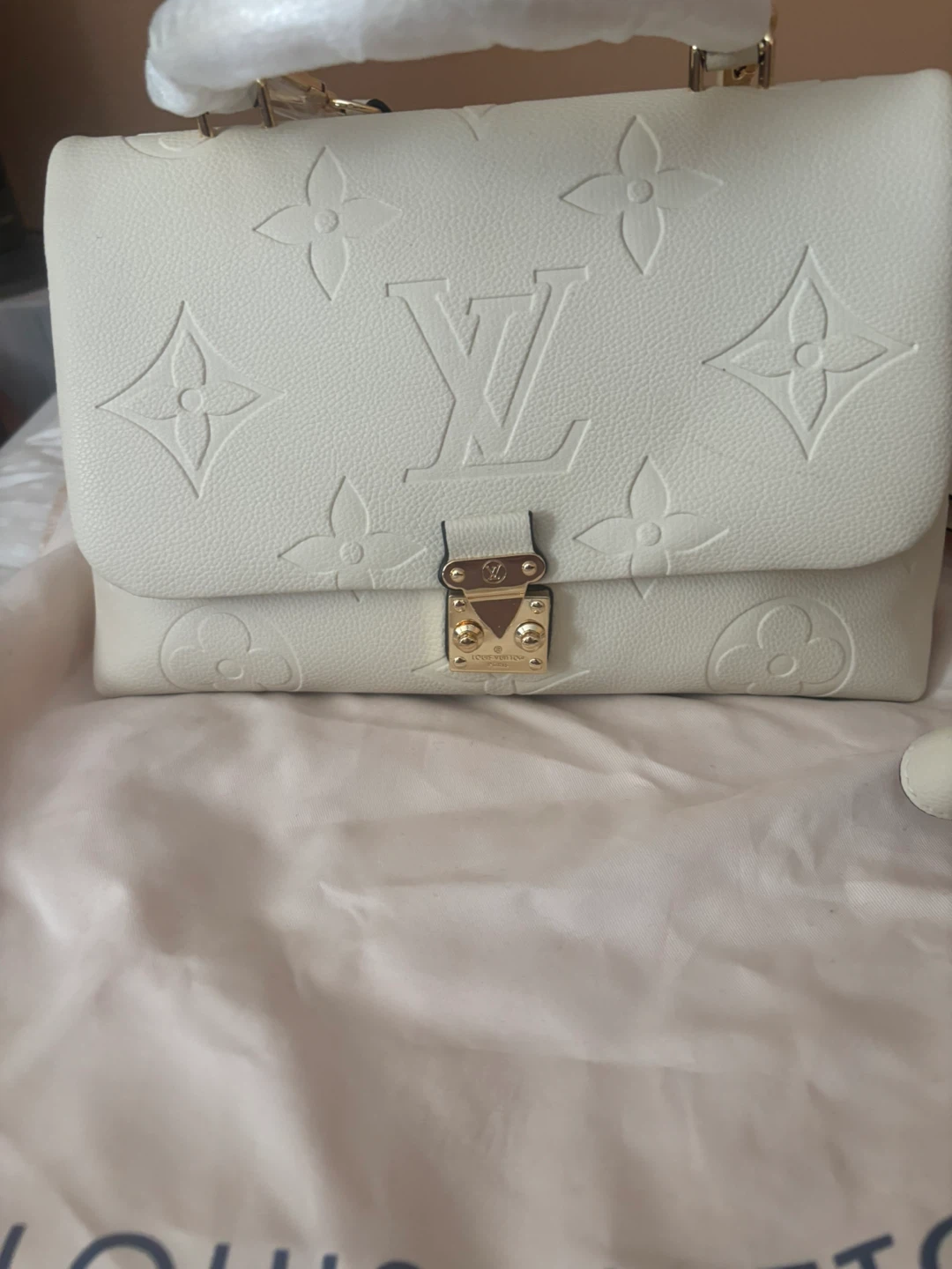 Louis Vuitton White Monogram Empreinte Leather Handbag
