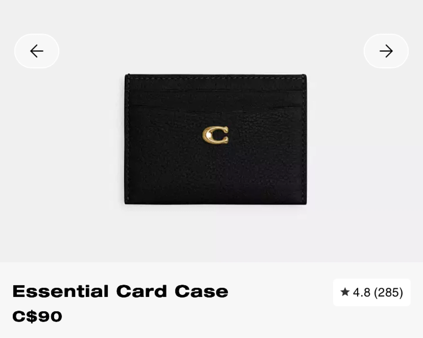 Coach Essential Card Case Black With Gold Emblem - photo 2
