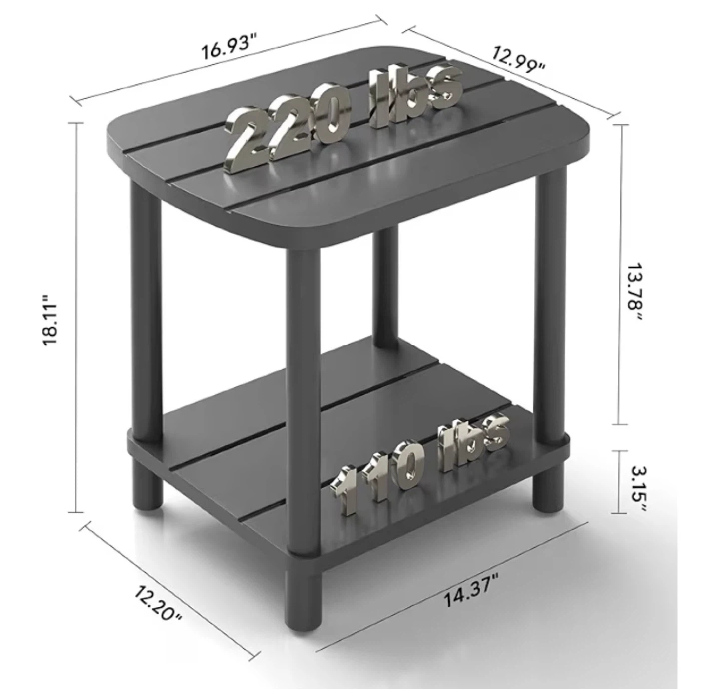 New Outdoor Adirondack Side Table 2 Tier Bamboo Grey - photo 2