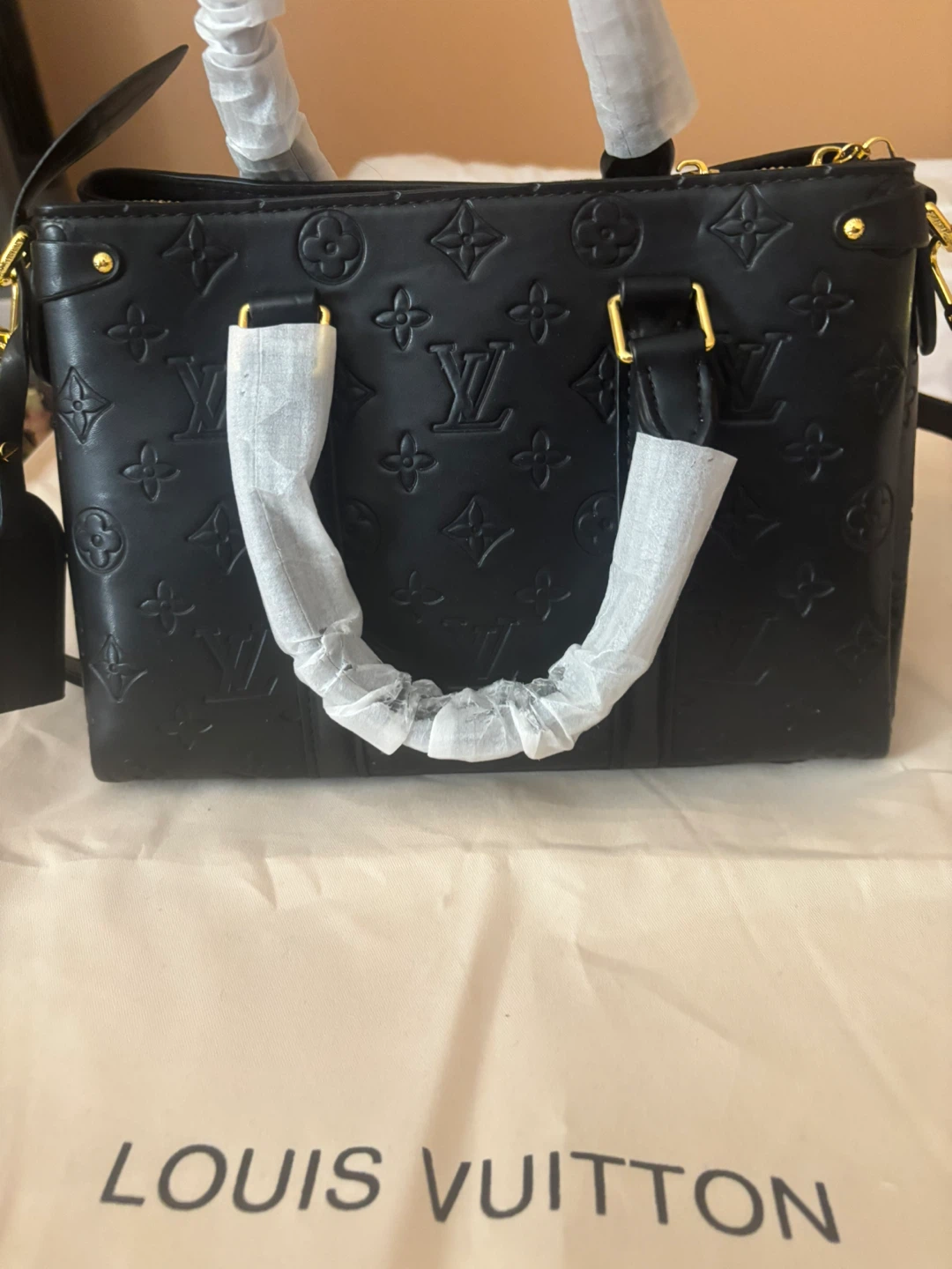 Louis Vuitton Black Monogram Embossed Leather Top Handle Bag - photo 2
