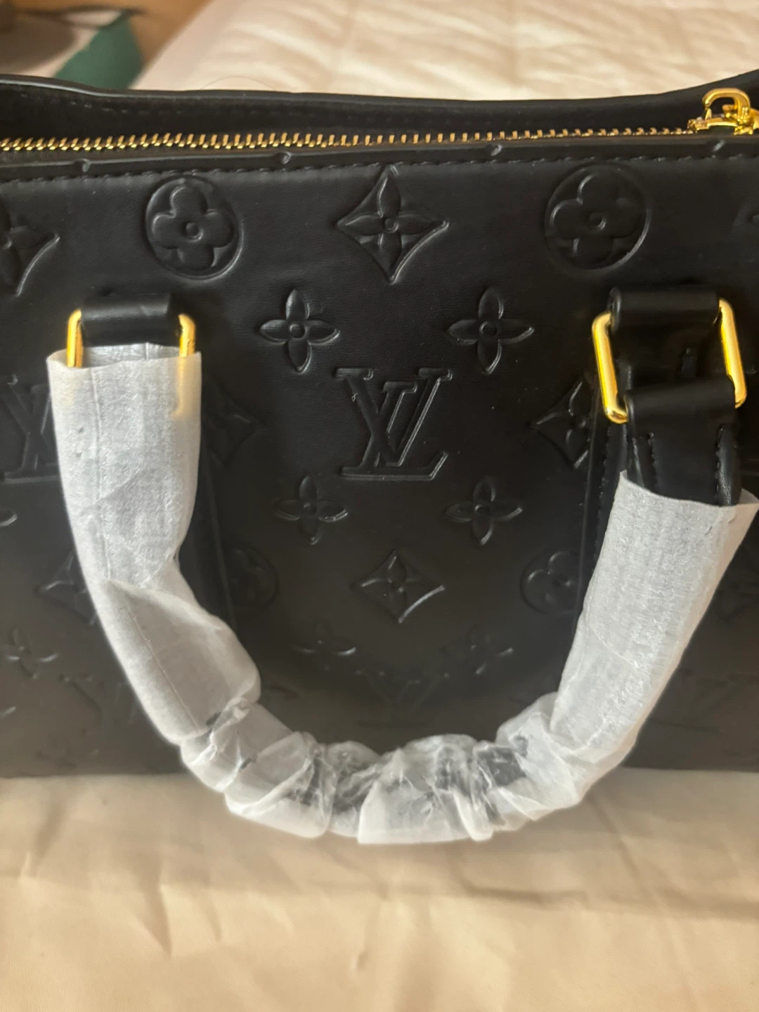 Louis Vuitton Black Monogram Embossed Leather Top Handle Bag