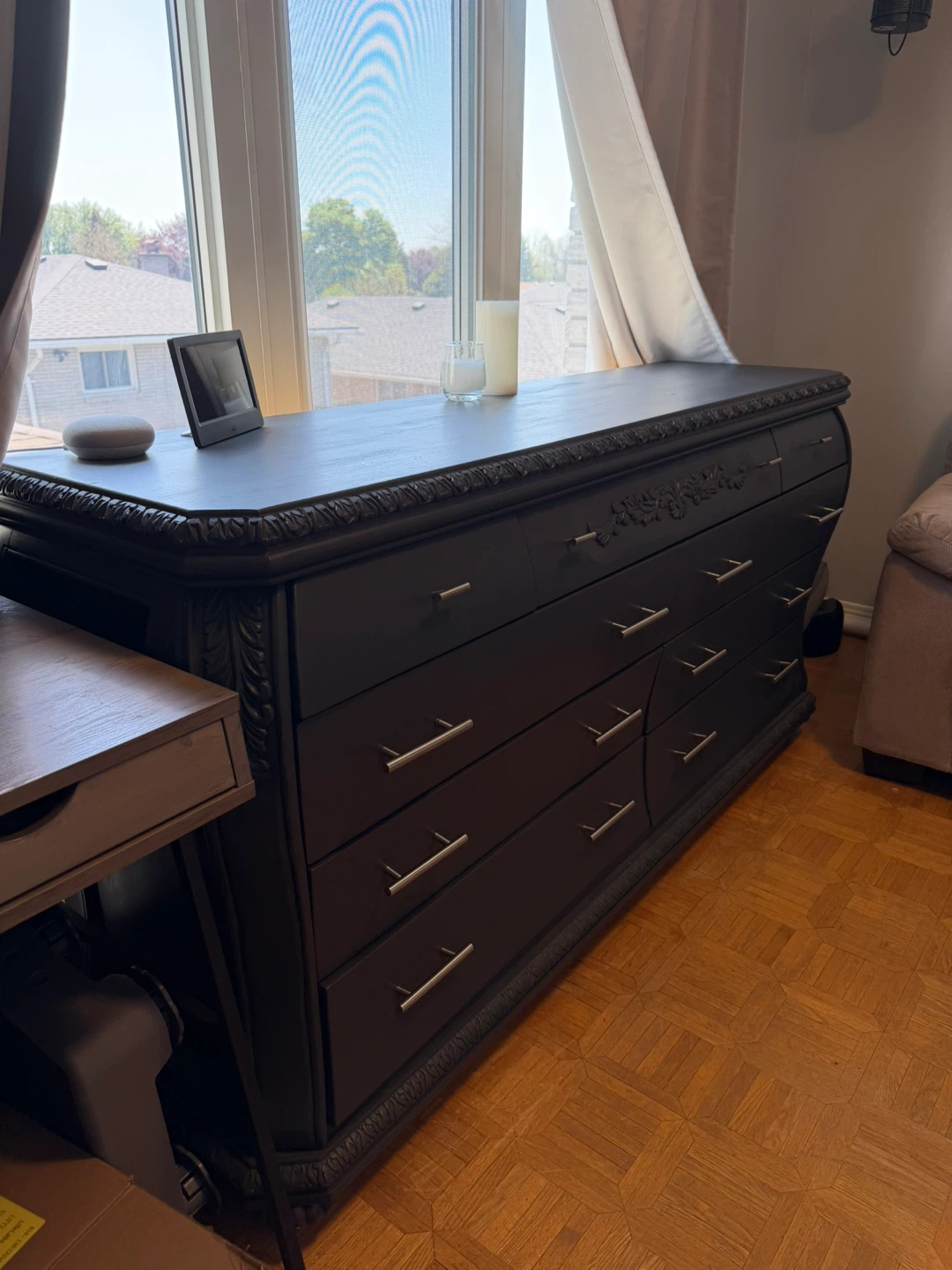 Huge Dark Grey Dresser / 9 Drawers