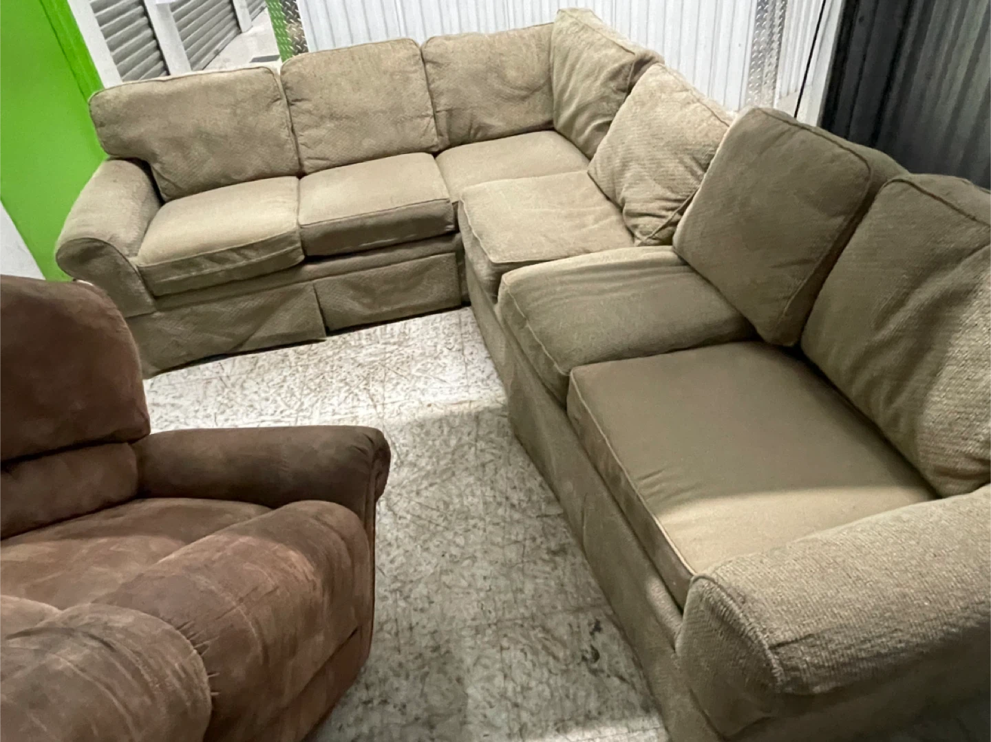 Sectional Sofa - Beige Textured Fabric - photo 2