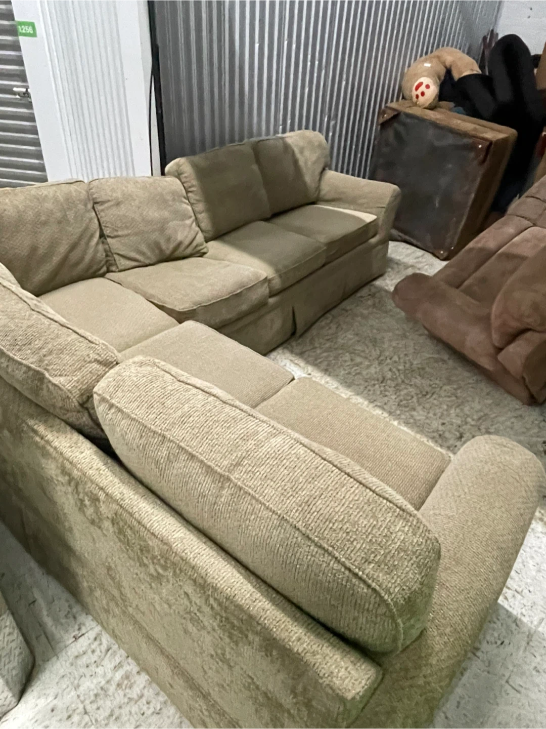 Sectional Sofa - Beige Textured Fabric