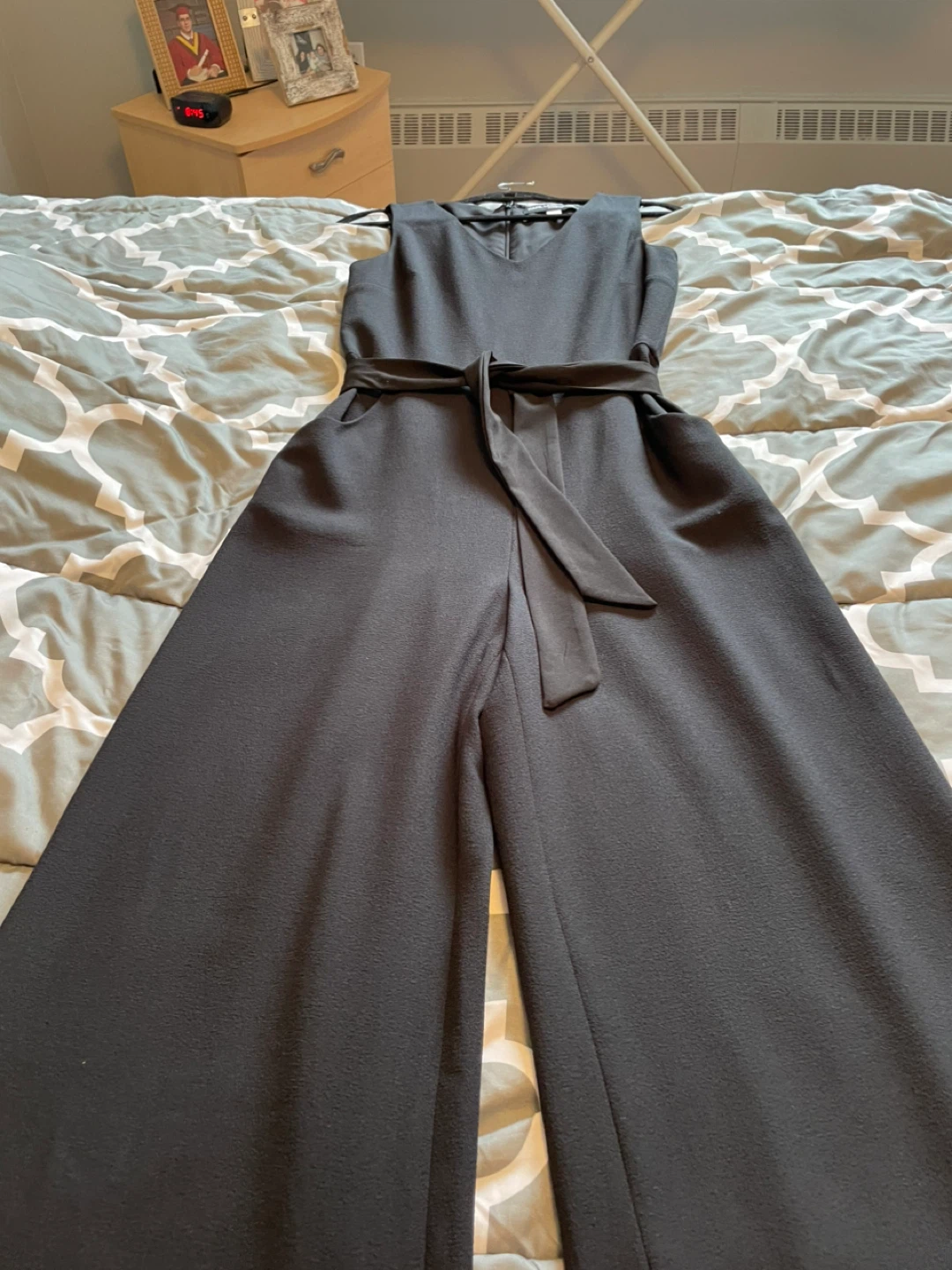 Black Sleeveless Wide-Leg Jumpsuit with Belt