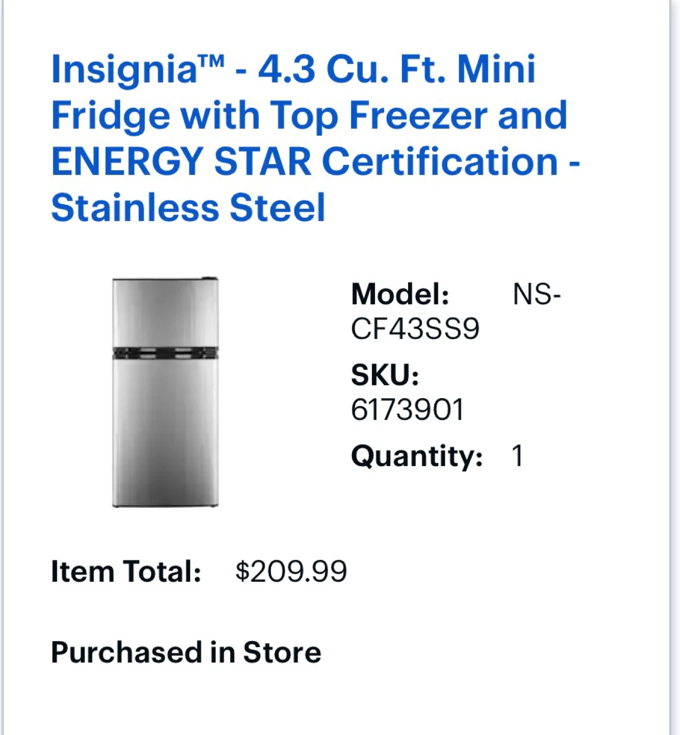 Insignia Stainless Steel Mini Fridge - photo 3