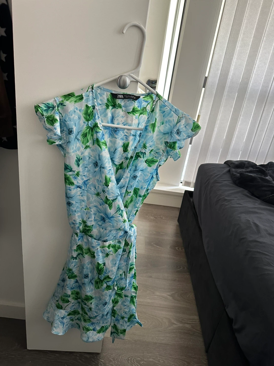 Zara Floral Wrap Dress Blue Green Size S - photo 3