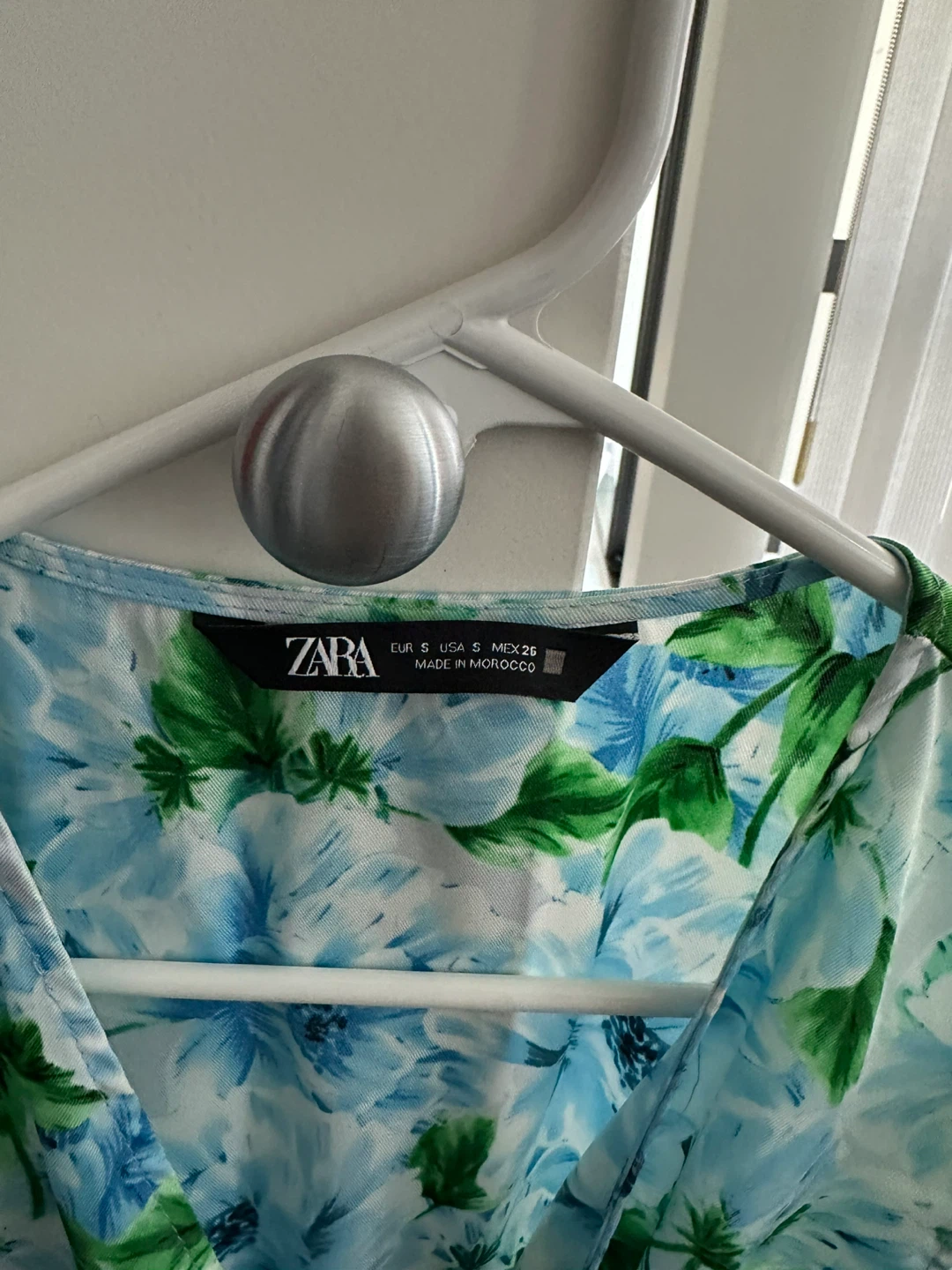 Zara Floral Wrap Dress Blue Green Size S - photo 4