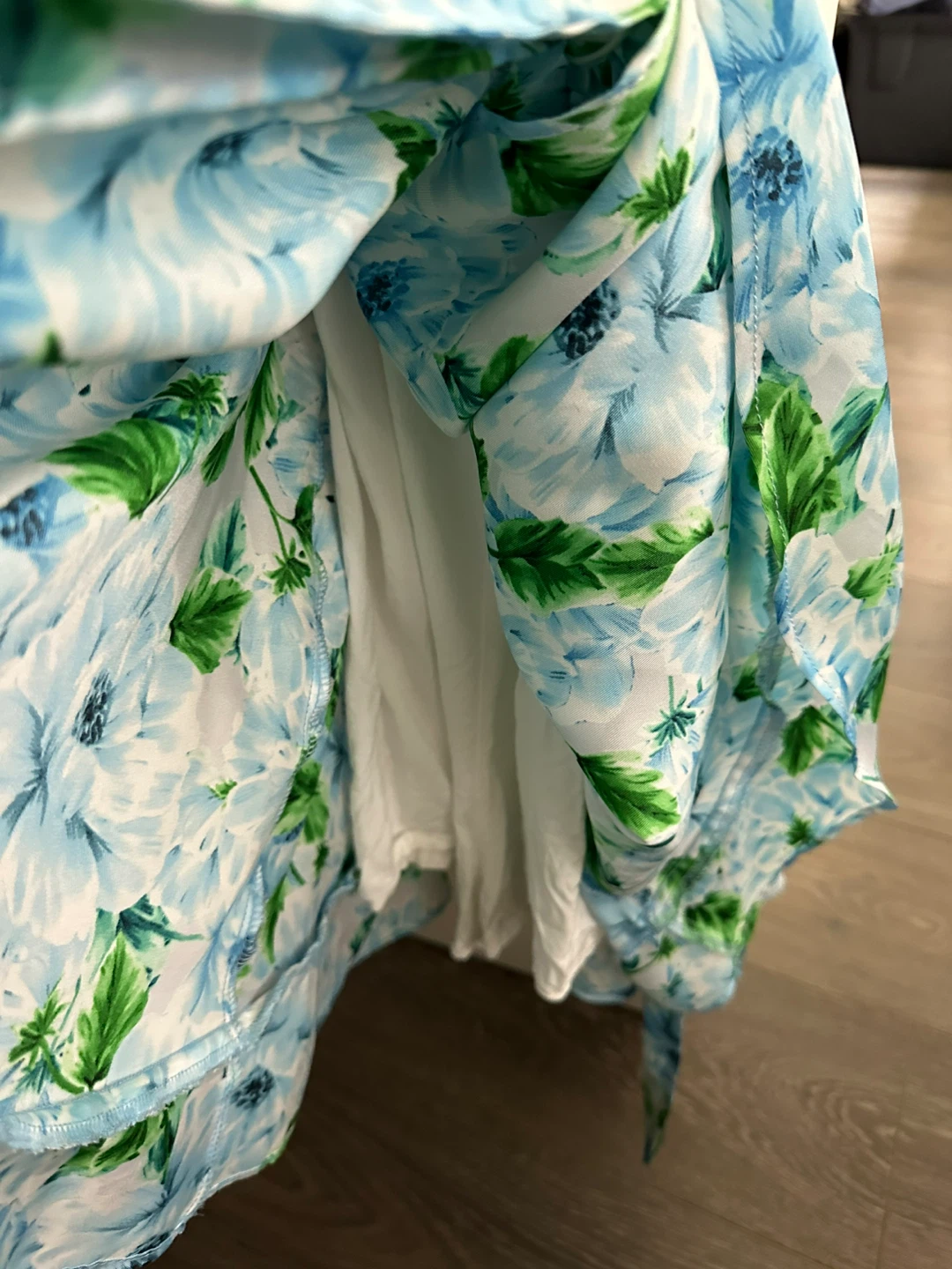 Zara Floral Wrap Dress Blue Green Size S - photo 5