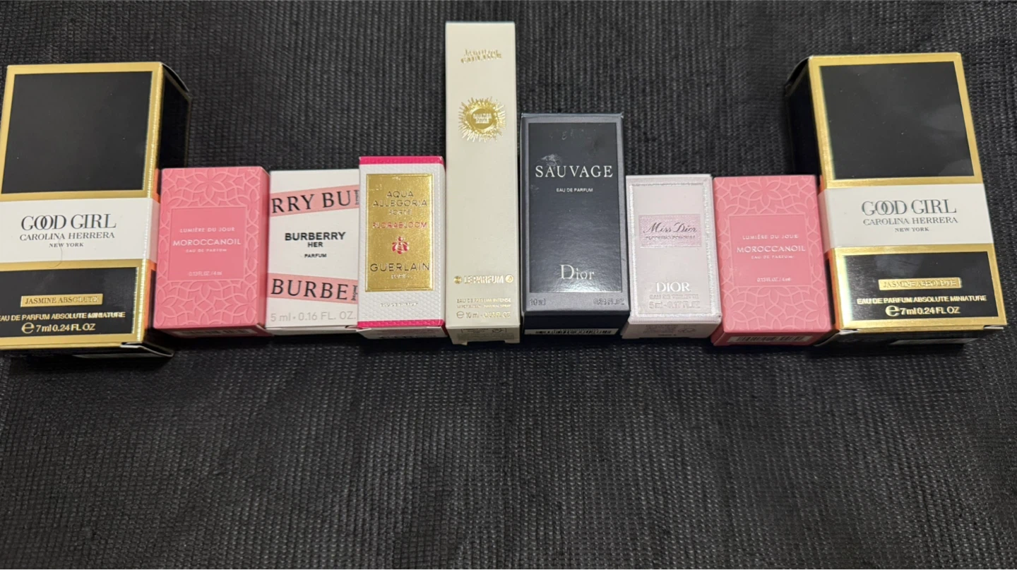 Set of 5 Perfume Miniatures: Dior, Guerlain, Jean Paul Gaultier