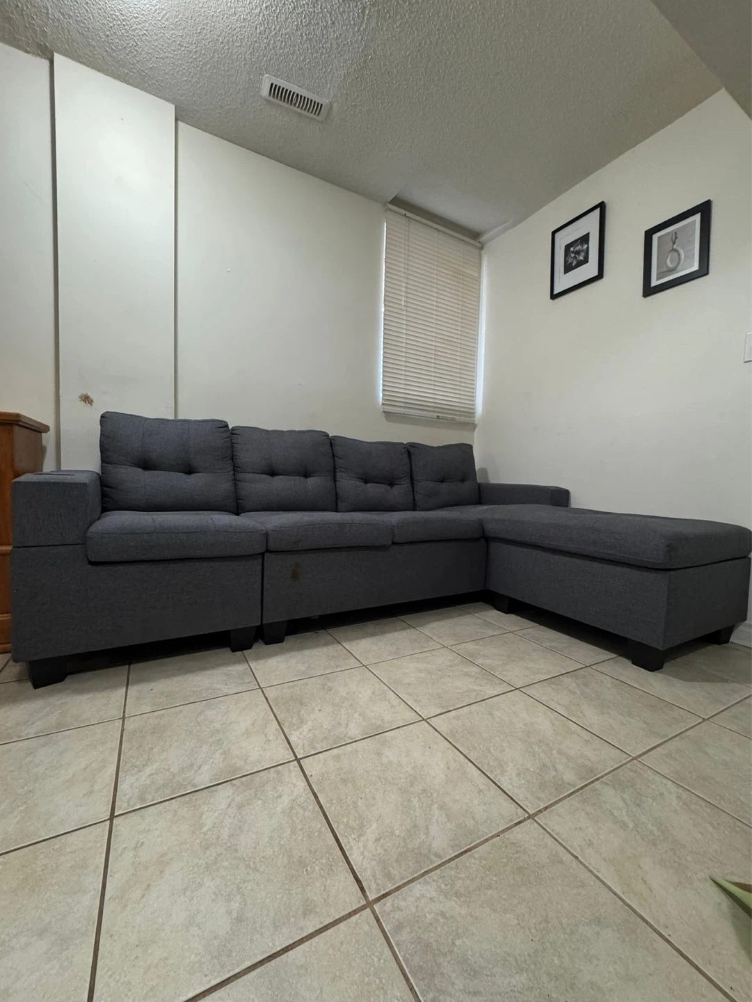Dark Grey Sectional Sofa with Chaise - photo 2
