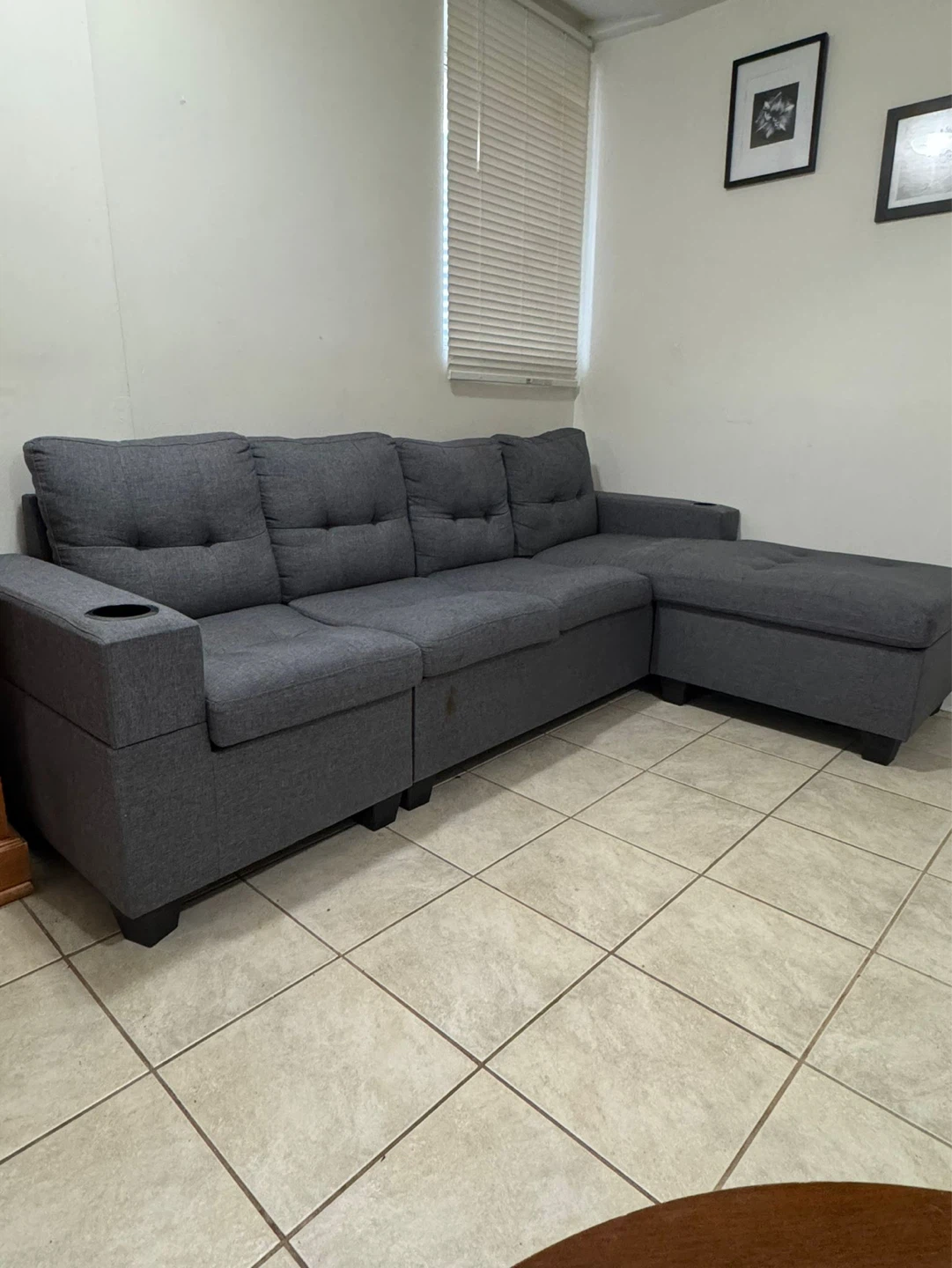 Dark Grey Sectional Sofa with Chaise