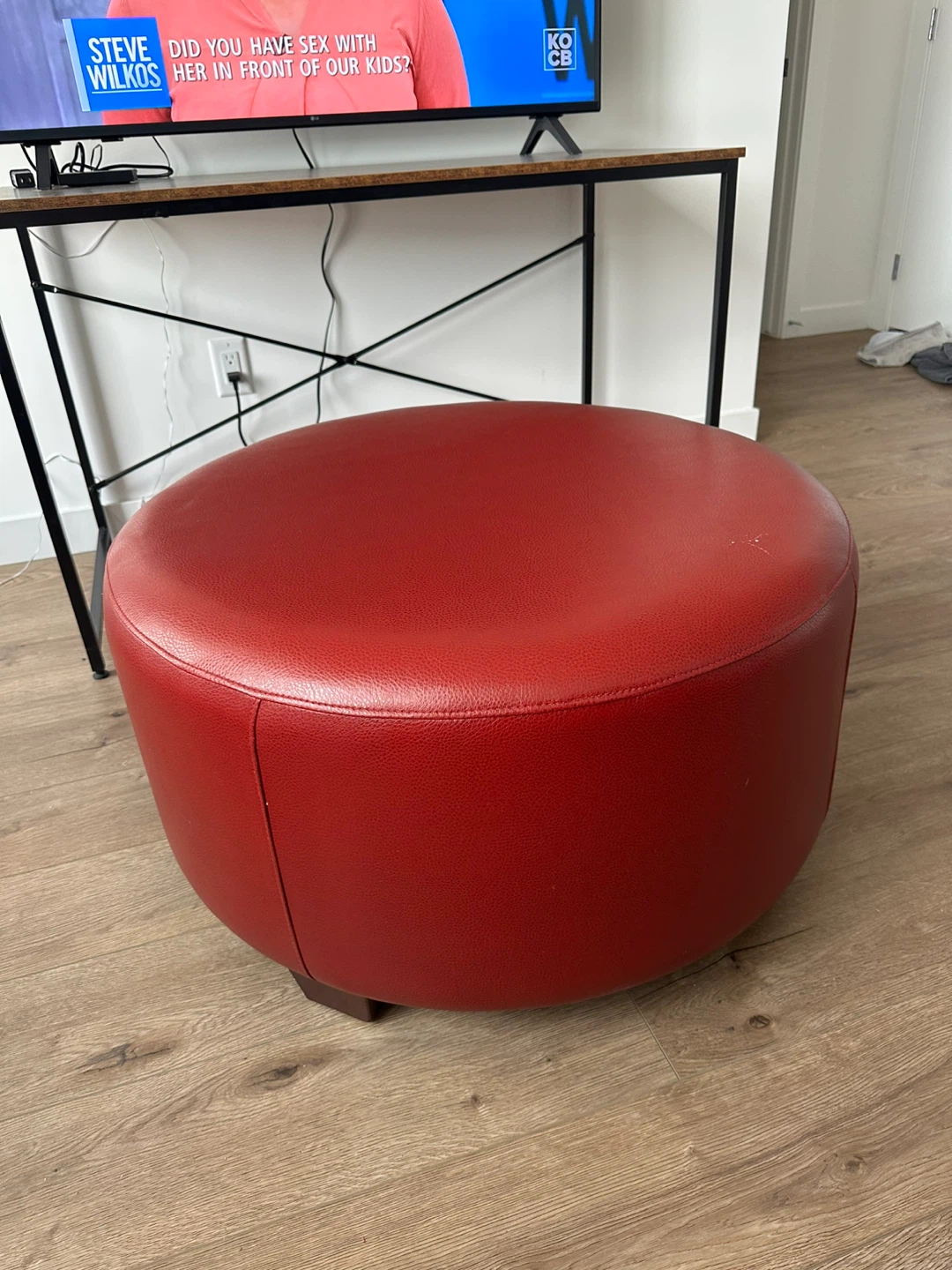 Red Round Ottoman Footstool