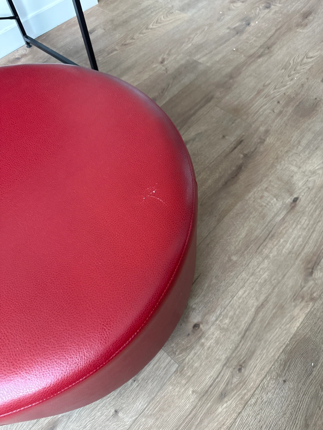 Red Round Ottoman Footstool - photo 3