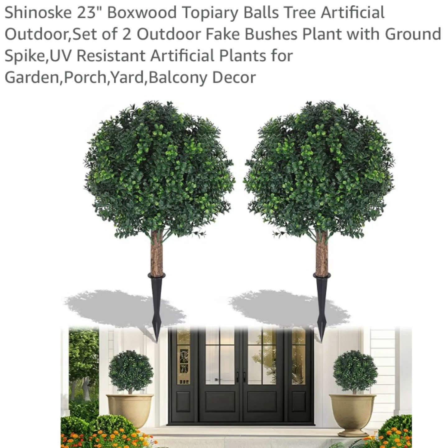 New 23" Outdoor Artificial Boxwood Topiary Balls Set of 2