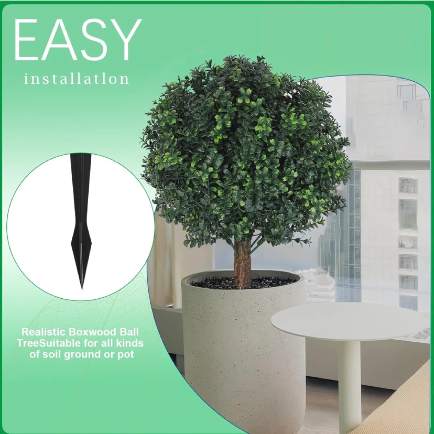 New 23" Outdoor Artificial Boxwood Topiary Balls Set of 2 - photo 4