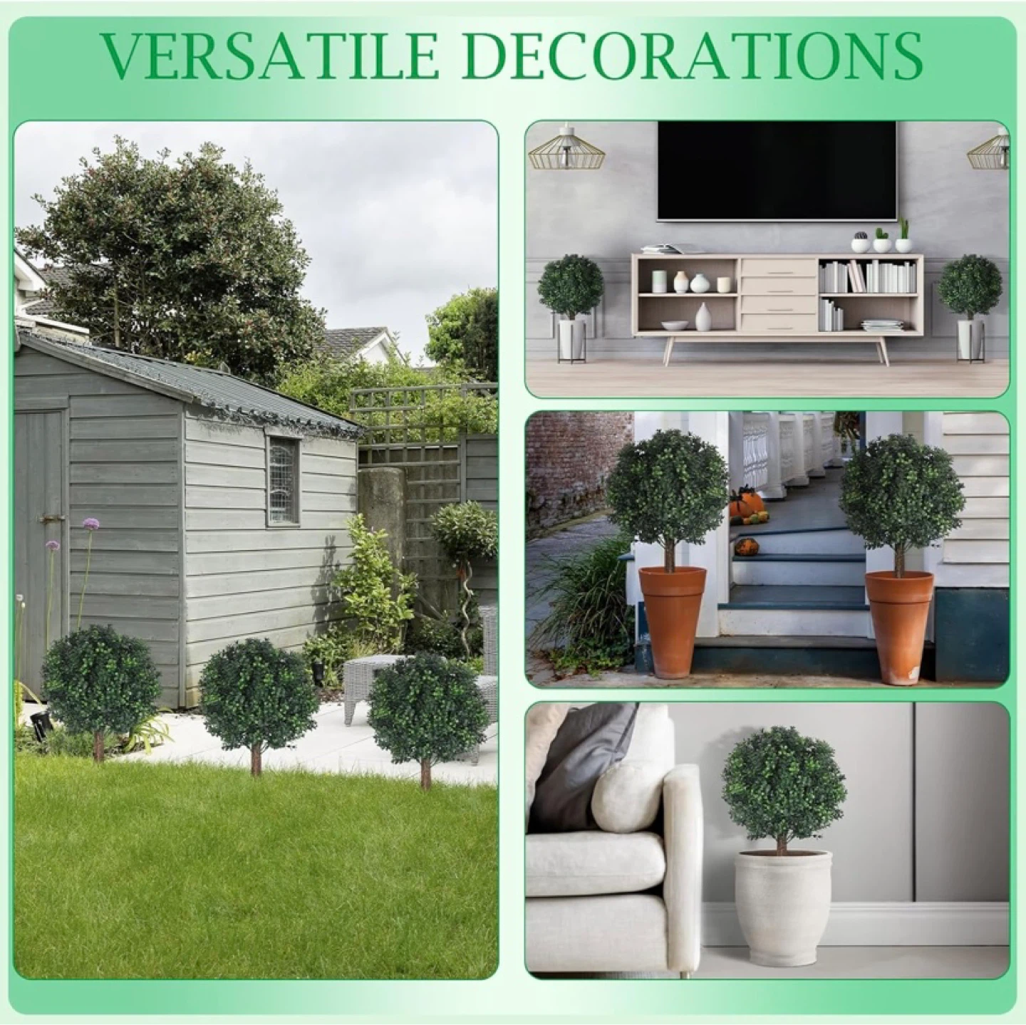 New 23" Outdoor Artificial Boxwood Topiary Balls Set of 2 - photo 3