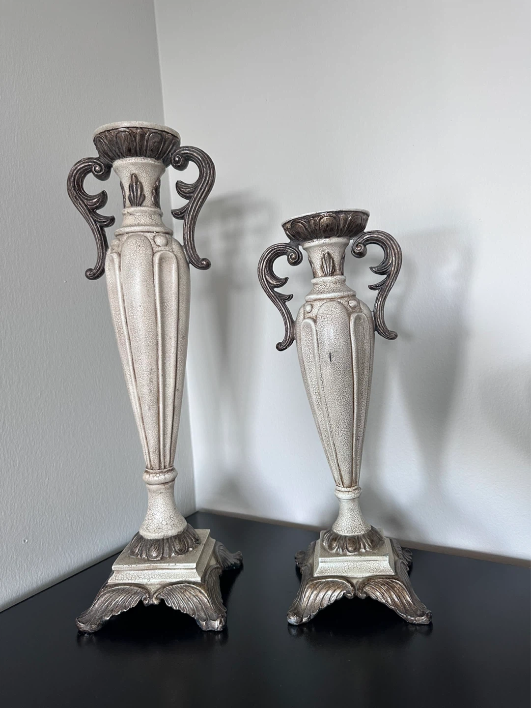 Set of 3 Decorative Urns and Candlesticks