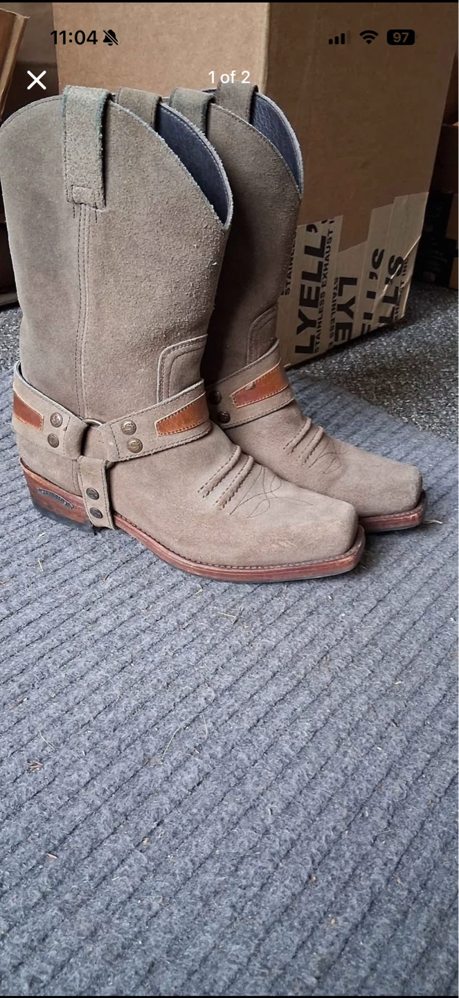 Taupe Suede Western Boots - Size 8 (USA)