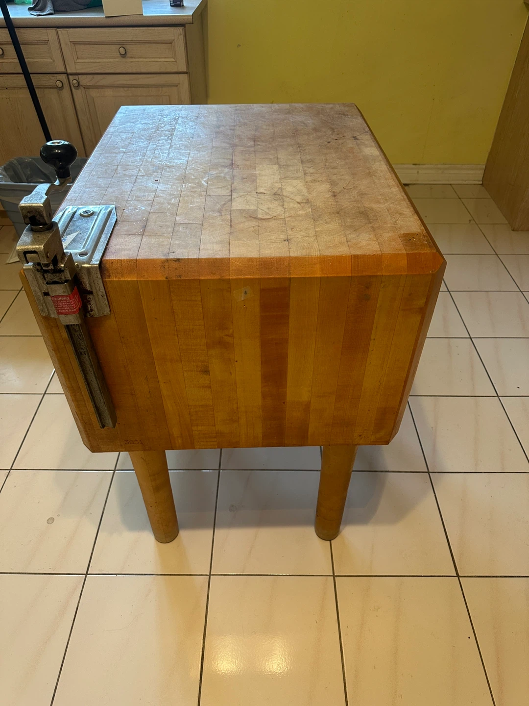 Large Wooden Butcher Block Cutting Board Table