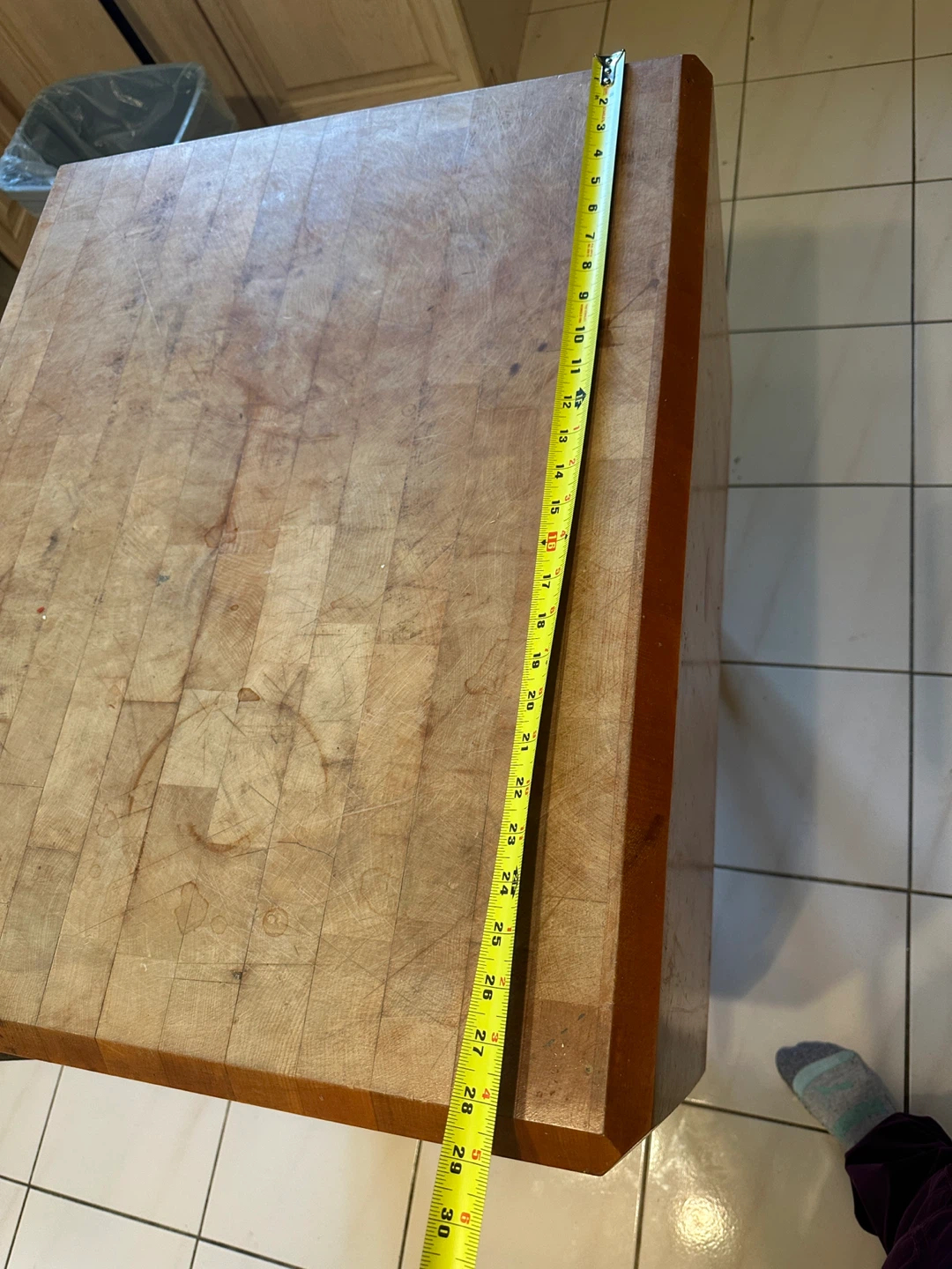 Large Wooden Butcher Block Cutting Board Table - photo 4