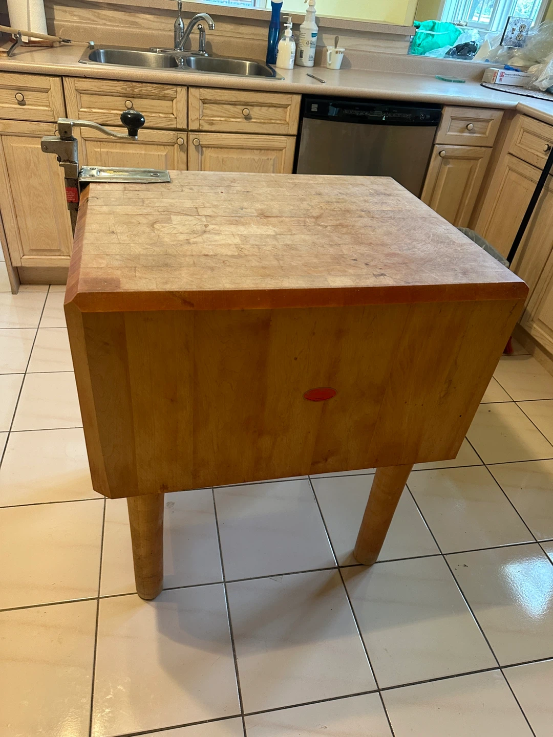 Large Wooden Butcher Block Cutting Board Table - photo 2