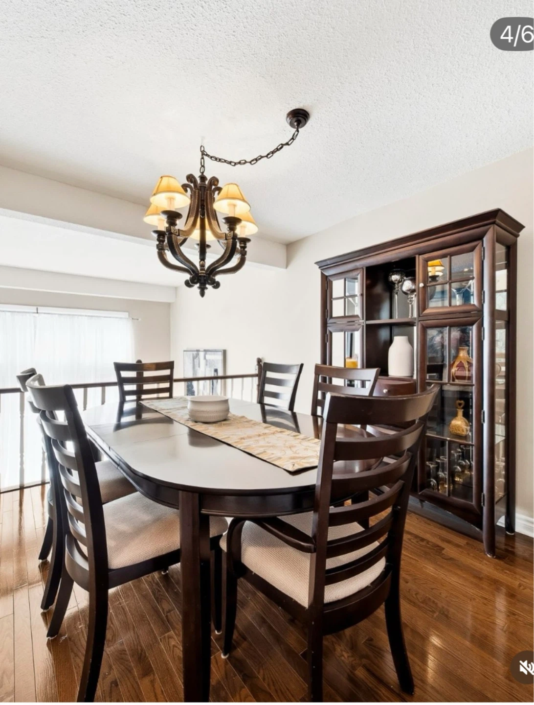 Dark Wood Dining Table and Chairs Set