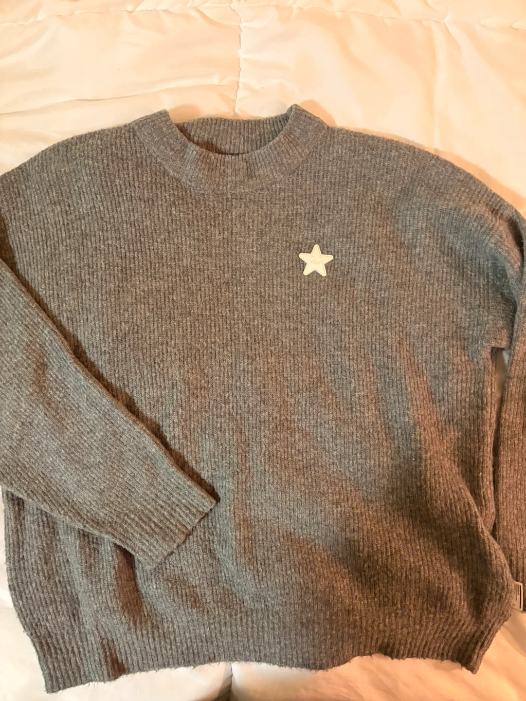 Chocolatë Grey Star Detail Sweater - Extra Small